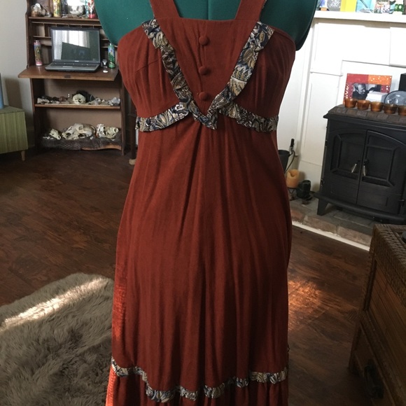 Vintage Suede-like 70’s Boho Dress - Picture 1 of 5